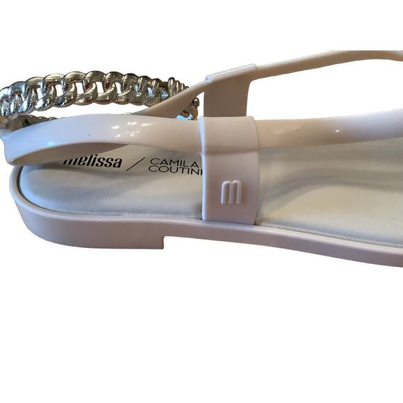 MELISSA/CAMILA COUTINHO CREAM THONG STYLE ANKLE STRAP JELLYS NWOT 8 - Picture 7 of 9
